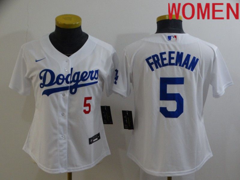 Women Los Angeles Dodgers #5 Freddie Freeman White Nike 2022 MLB Jersey->los angeles dodgers->MLB Jersey